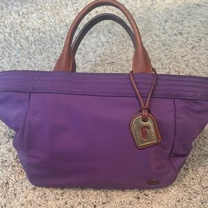 Purple Women's Bag with Leather Accents